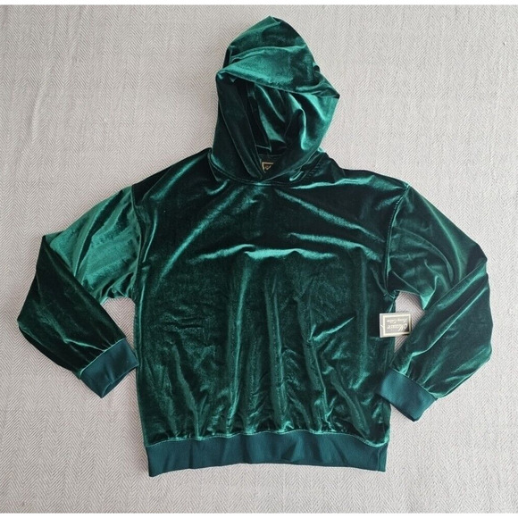 Massive Luxury Edition Tops - Massive Luxury Edition Velvet Hoodie Women's Size Medium Green Mob Wife Core Y2K